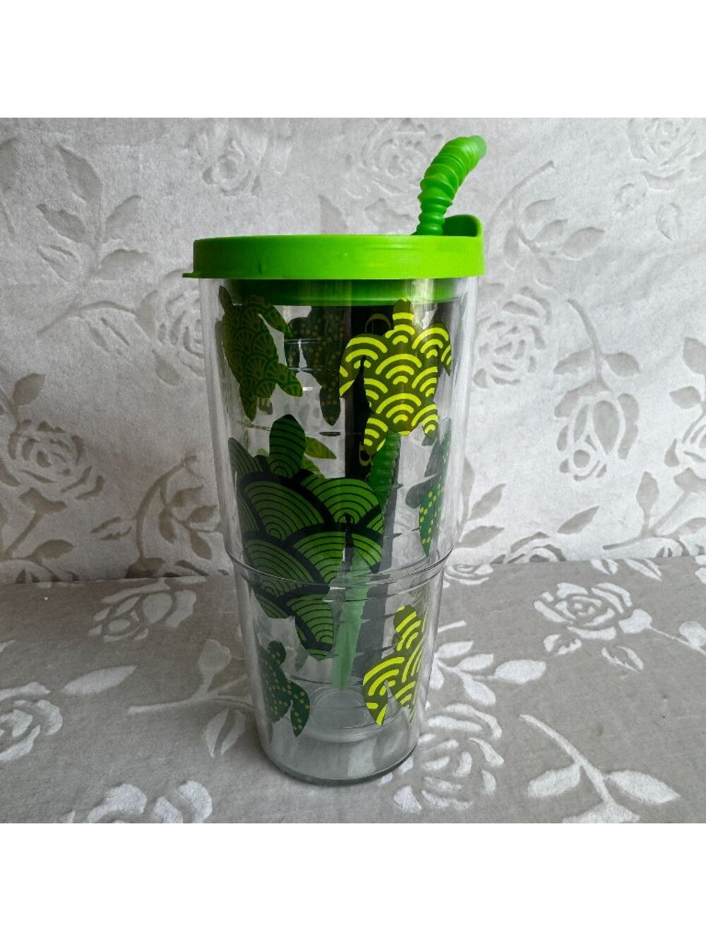 Tervis Outer Banks Turtle Insulated Tumbler With Lid & Straw 24oz Green & Clear